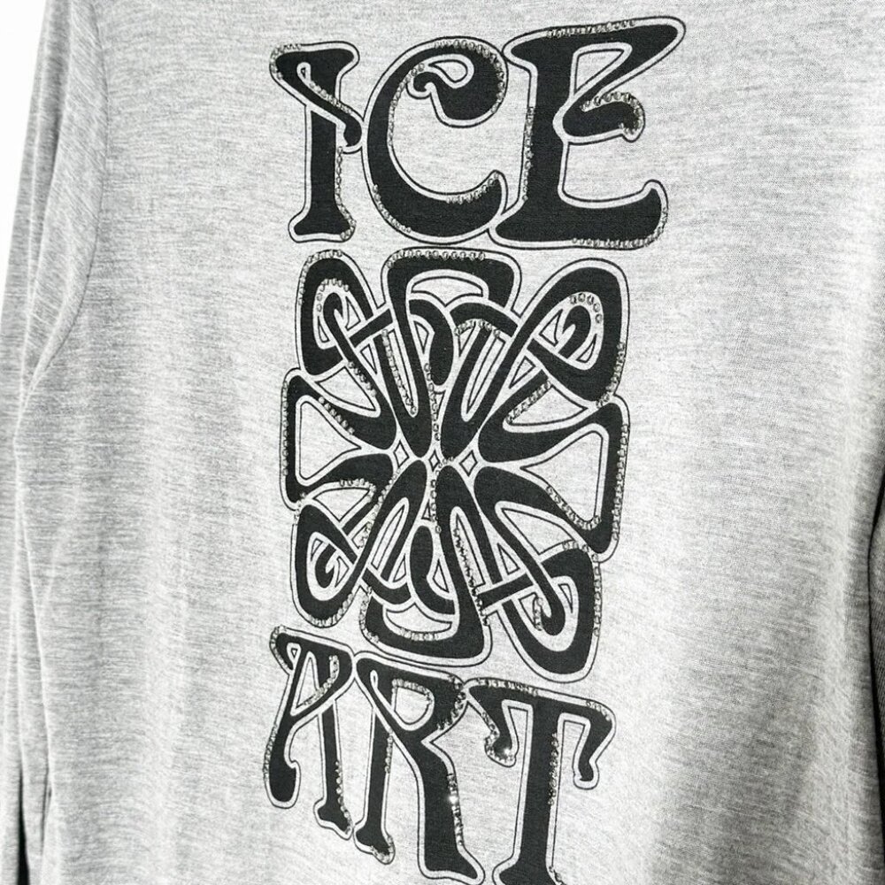 NWT Iceberg long sleeve turtleneck shirt size Large grey with black logo print - Picture 4 of 11